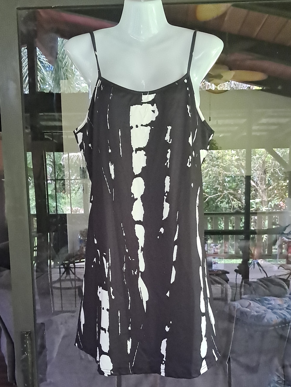 Black & White Tie-Dye Slip Dress